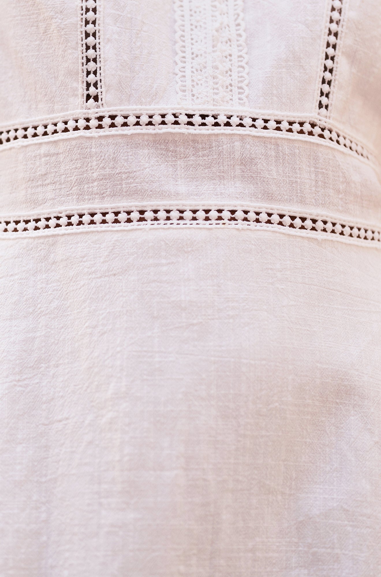 White Lace Trim V Neck Dress