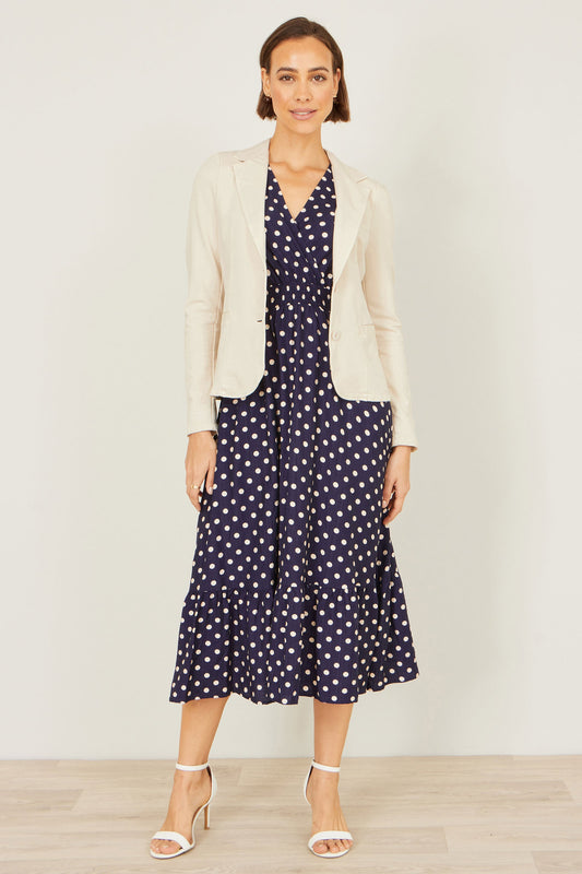 Yumi Beige Stretch Cotton Blazer