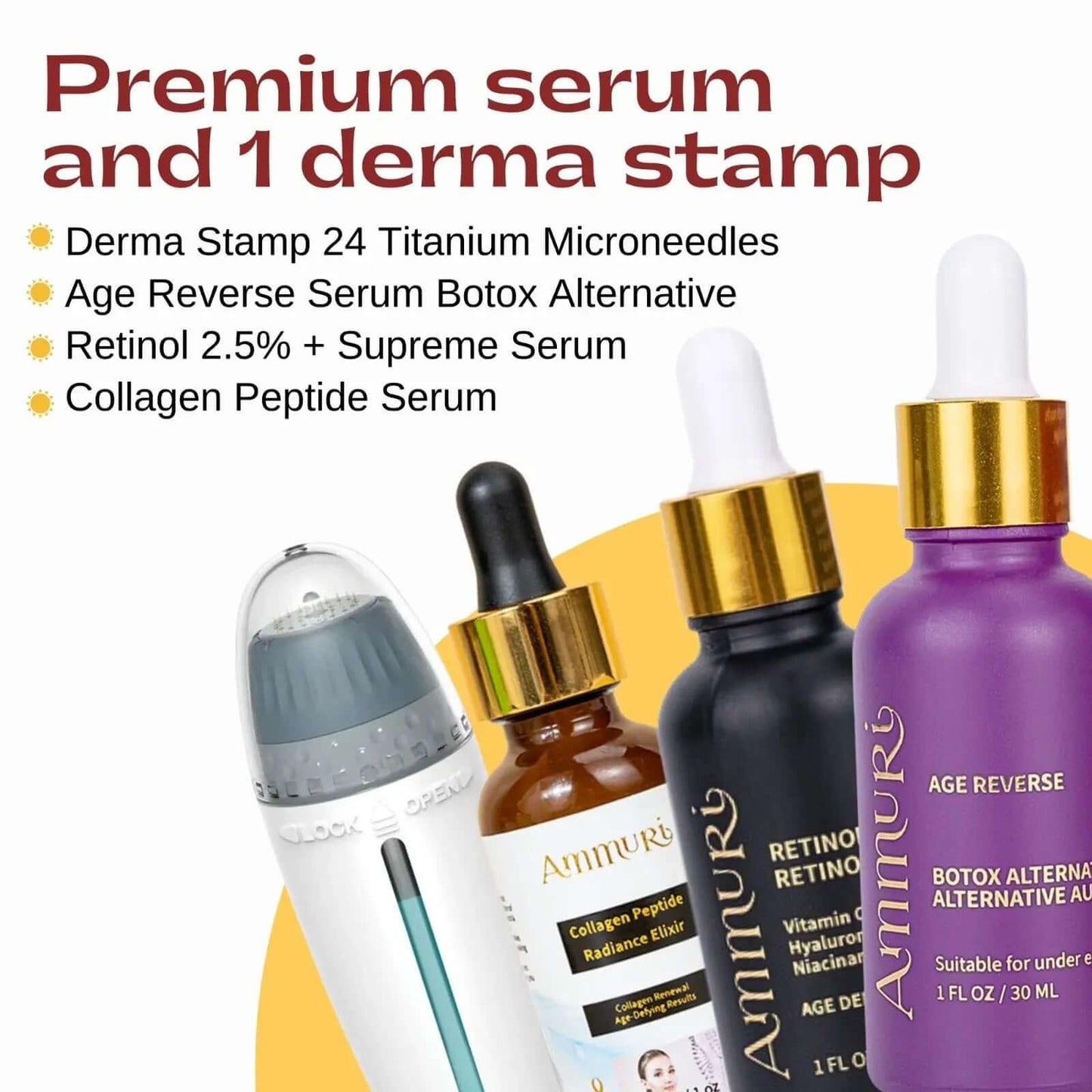 Ammuri Retinal Serum Microneedling Kit with Adjustable Derma Stamp