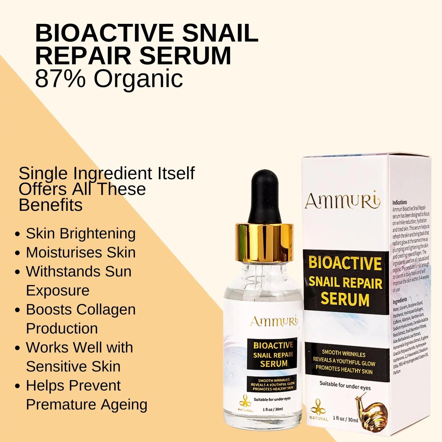 Ammuri Bioactive Snail Repair Serum Anti-Aging Organic