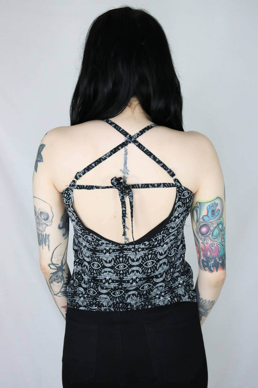 Alternative Coven Strap V-Neck Batwing Cami With A Back Tie