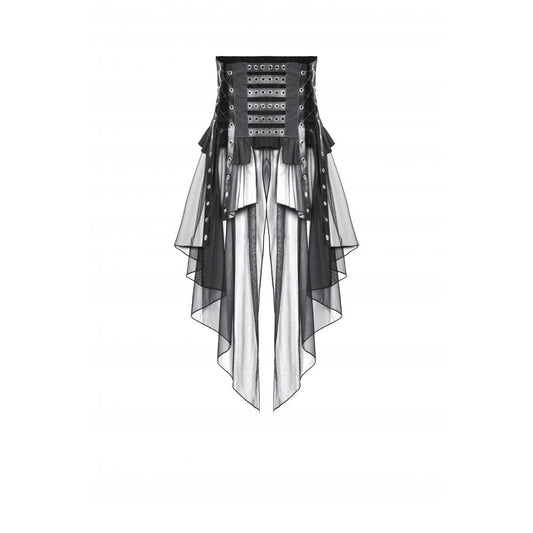 Dark in Love Draven Layered Mesh & Faux Leather Waist Cincher Skirt