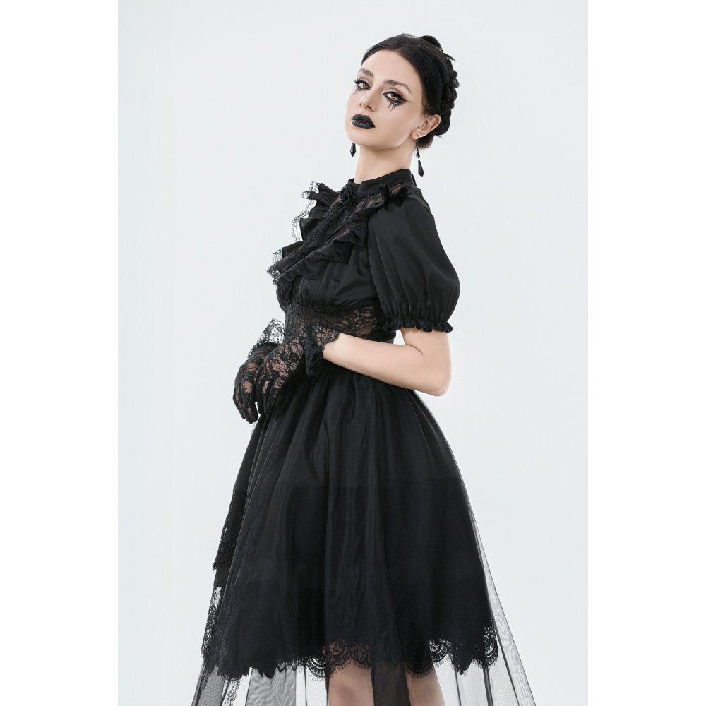 Dark in Love Ebon Rose High-Low Mesh & Lace Goth Dress