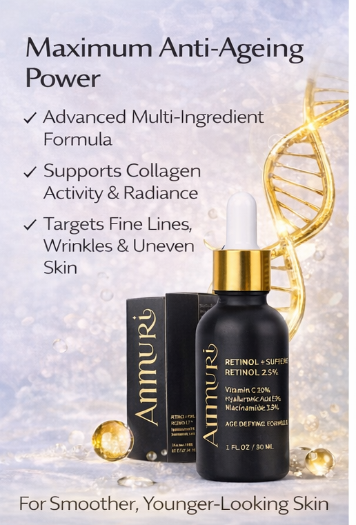 Ammuri Retinol 2.5% Face Serum - Retinol Serum with Vitamin C and Niacinamide