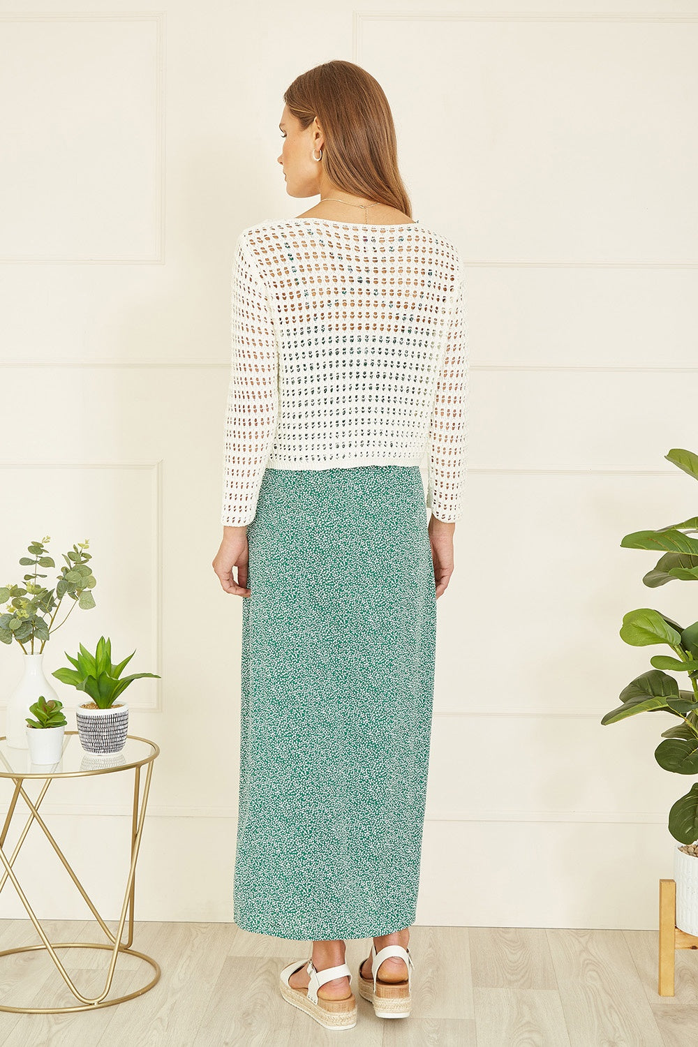 Yumi Ivory Cotton Crochet Twisted Bolero Top