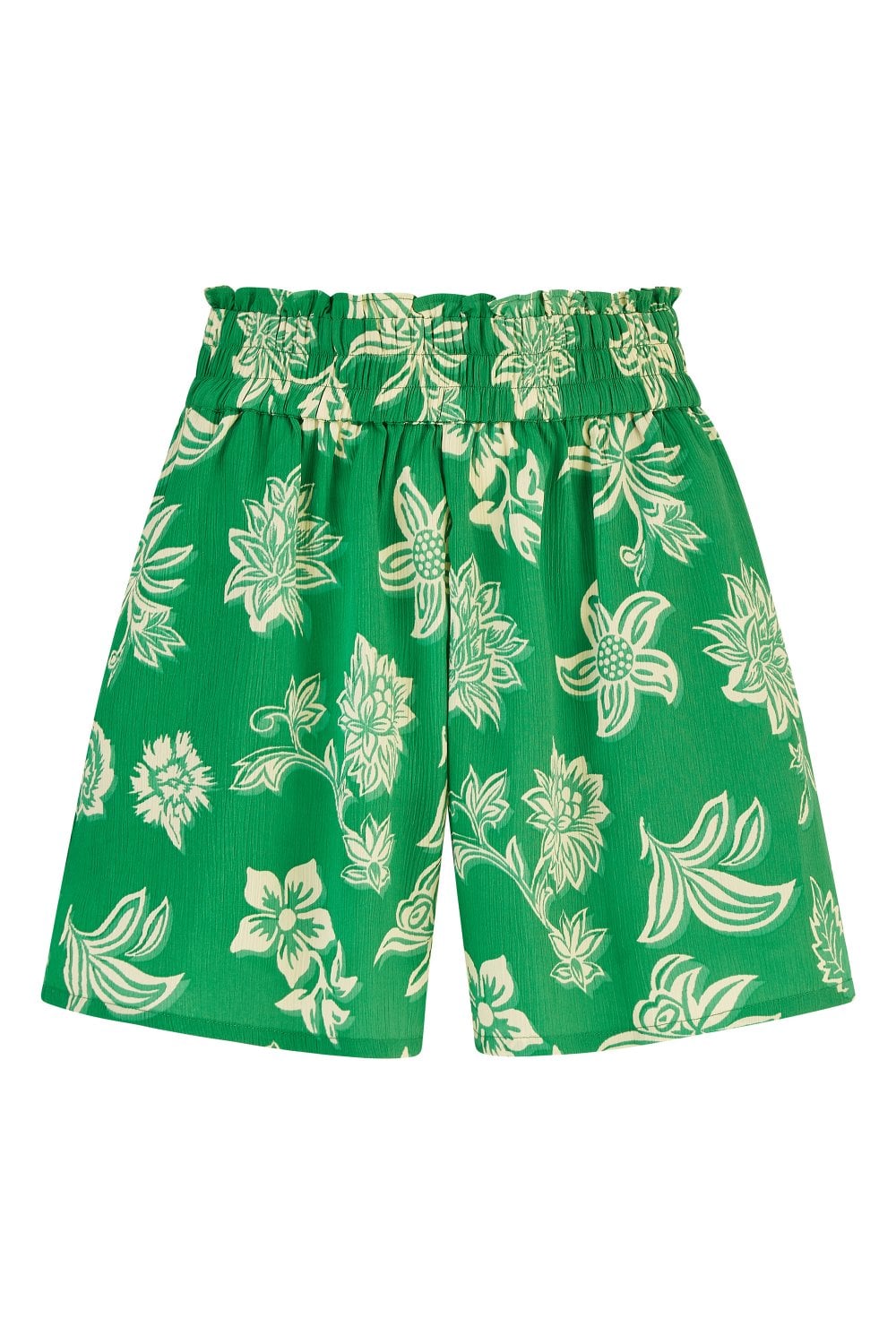 Mela Green Floral Print Ruched Waist Relaxed Fit Shorts