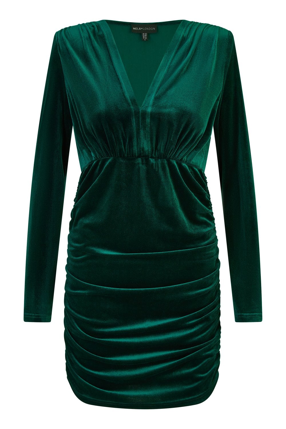 Mela Green Velvet Fitted Long Sleeve Mini Dress