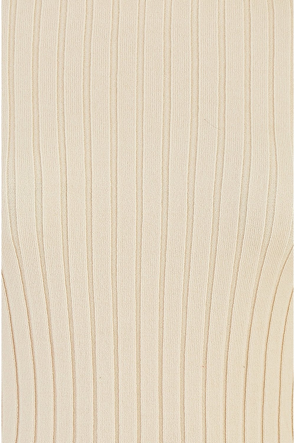 Mela Oatmeal Ribbed Knit Roll Neck Jumper