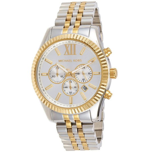 Michael Kors Men’s Watch Two-Tone Silver And Gold Strap With Silver Dial MK8344