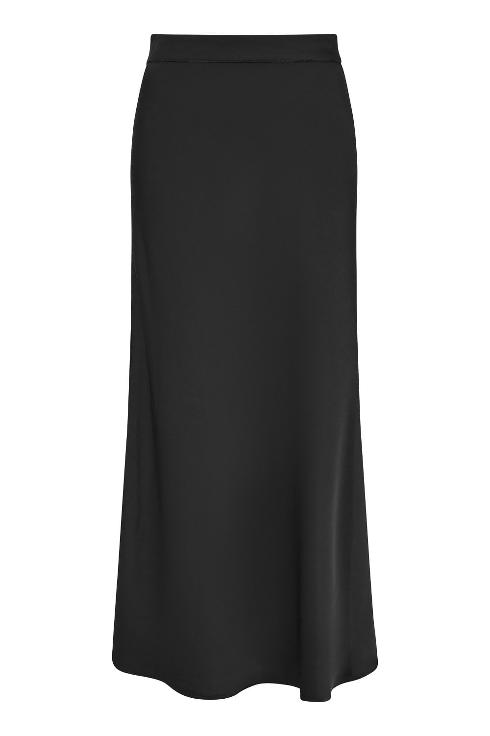 Yumi Black Satin Midi Skirt
