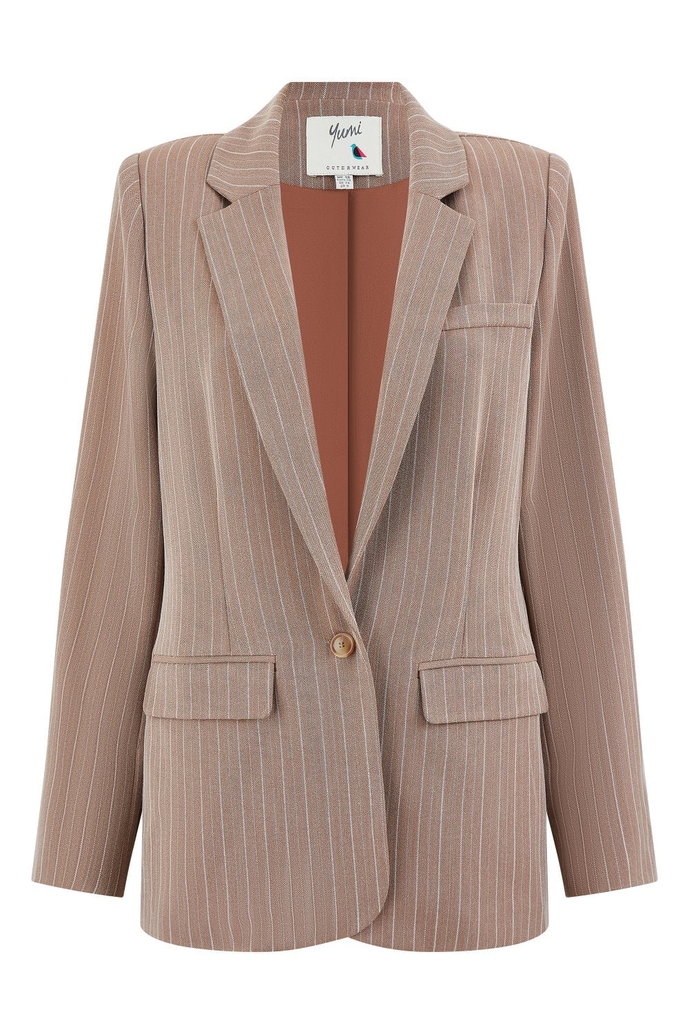 Yumi Brown Pinstripe Blazer