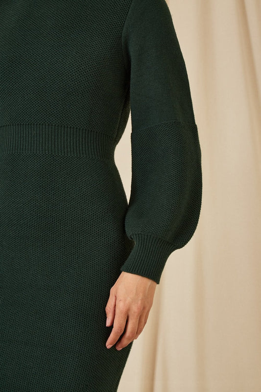Yumi Green Cable Knit Tunic Dress
