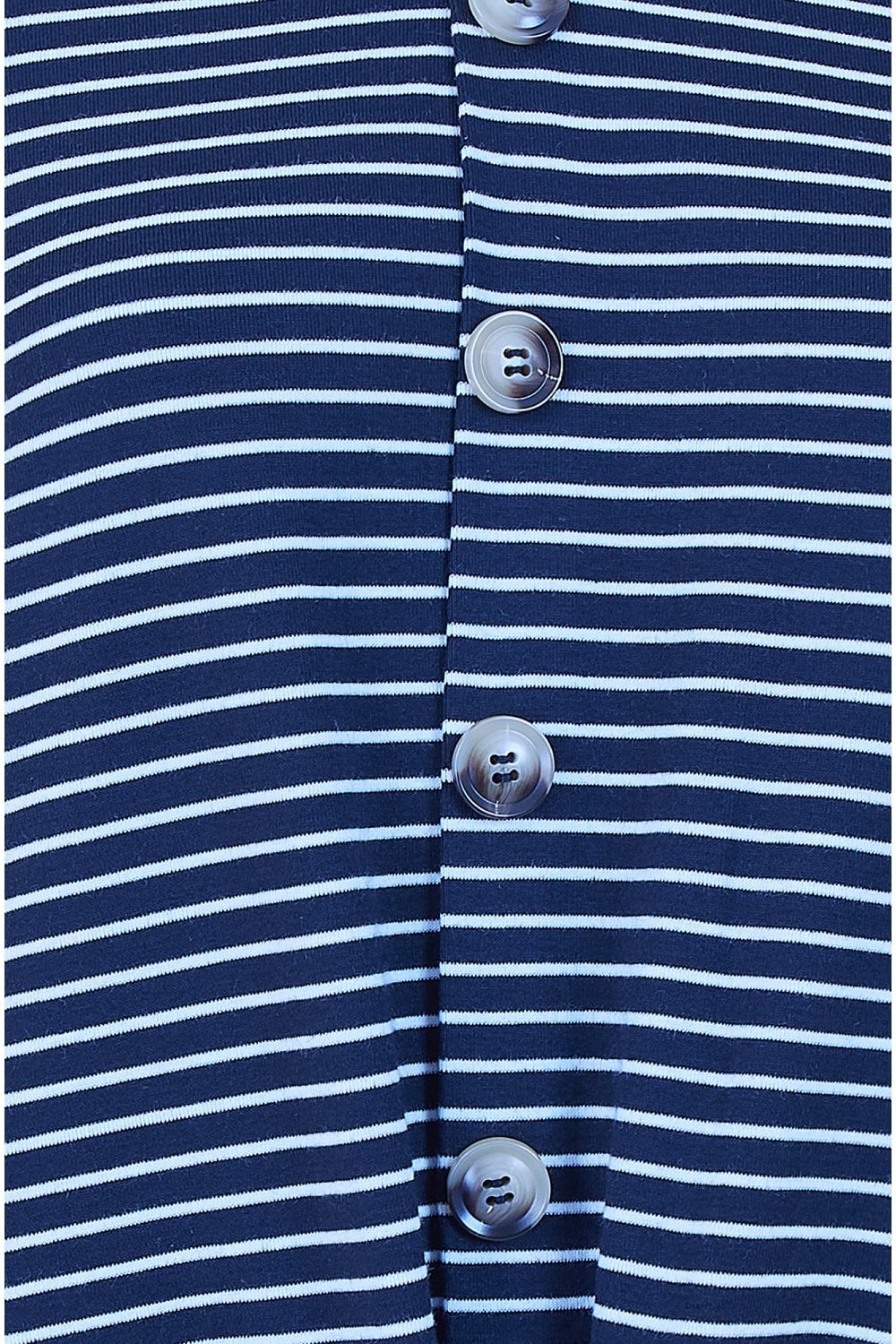 Yumi Navy Striped Jersey Button Detail Top