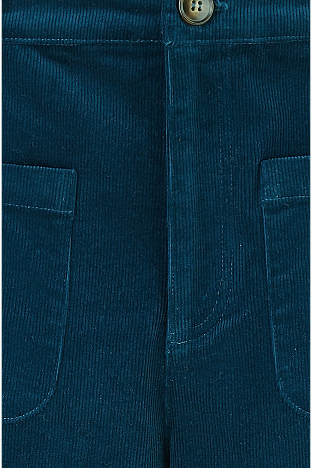 Yumi Teal Cord Trousers With Patch Pockets