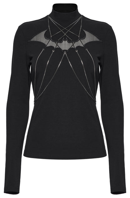 Punk Rave Morrigan Bat Chain Goth Top In Black