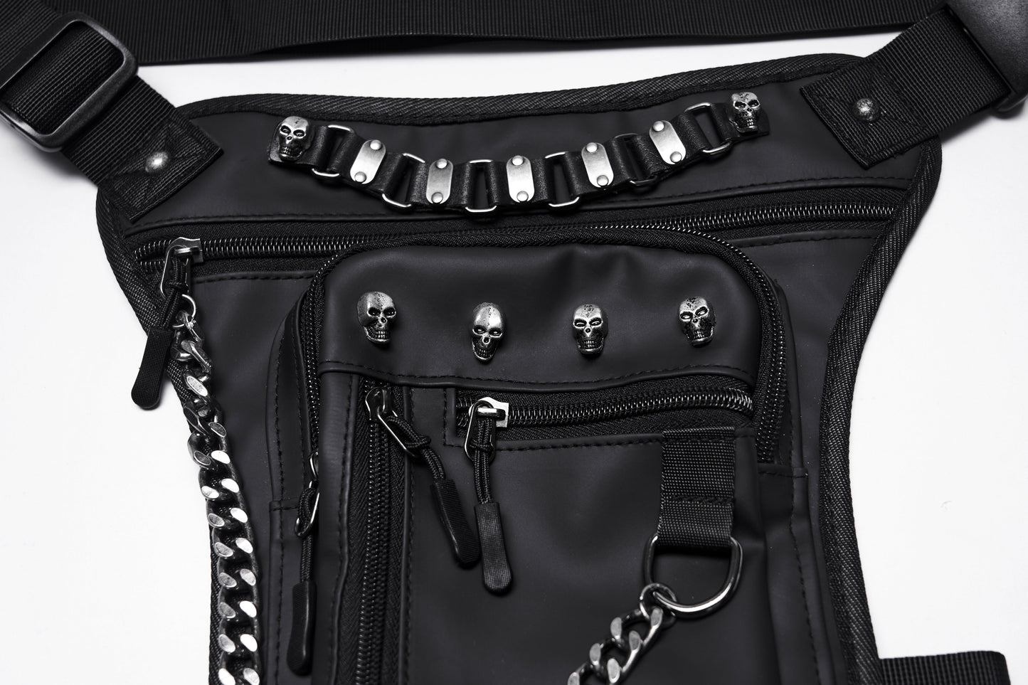 Punk Rave Cyberpunk Chain & Skull Hardware Waist–Leg Bag