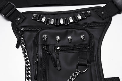 Punk Rave Cyberpunk Chain & Skull Hardware Waist–Leg Bag