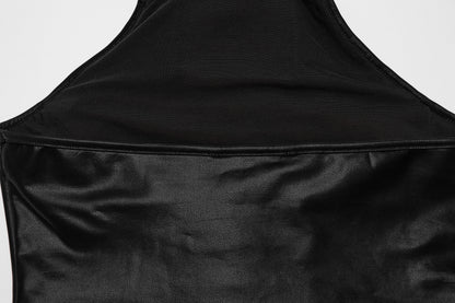 Punk Rave Valora Cross Fur Halter Top In Crimson