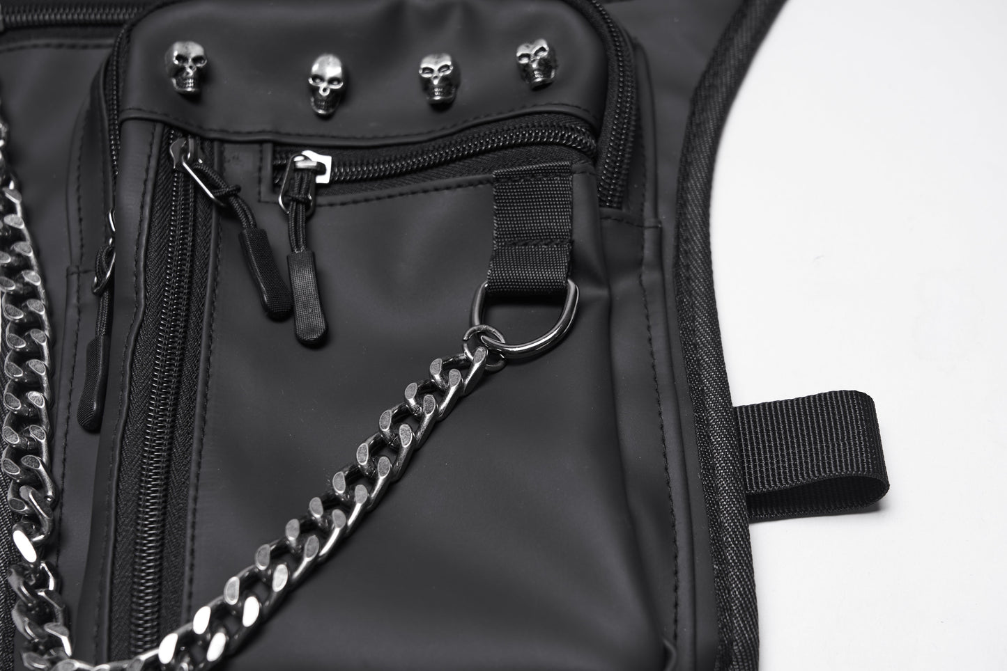 Punk Rave Cyberpunk Chain & Skull Hardware Waist–Leg Bag