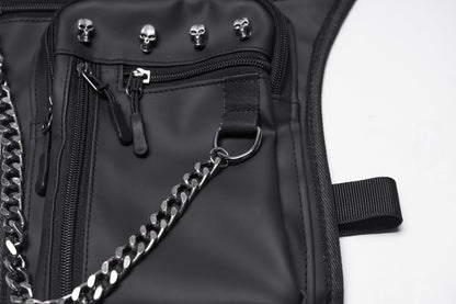 Punk Rave Cyberpunk Chain & Skull Hardware Waist–Leg Bag
