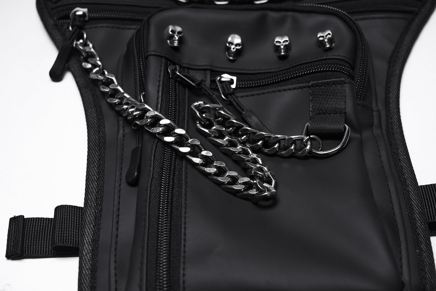 Punk Rave Cyberpunk Chain & Skull Hardware Waist–Leg Bag