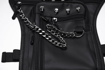 Punk Rave Cyberpunk Chain & Skull Hardware Waist–Leg Bag