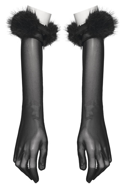 Punk Rave Fluffy Goth Claw Gloves