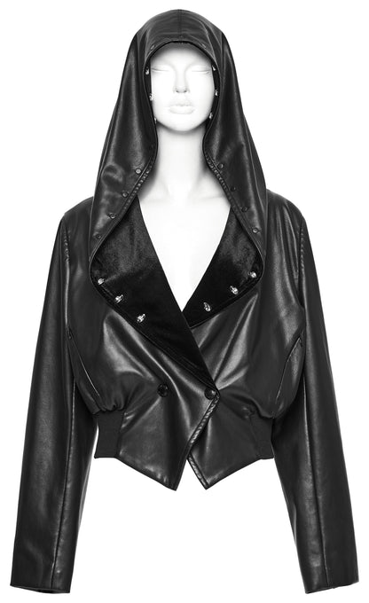 Punk Rave Nyx Hooded Faux Leather Jacket