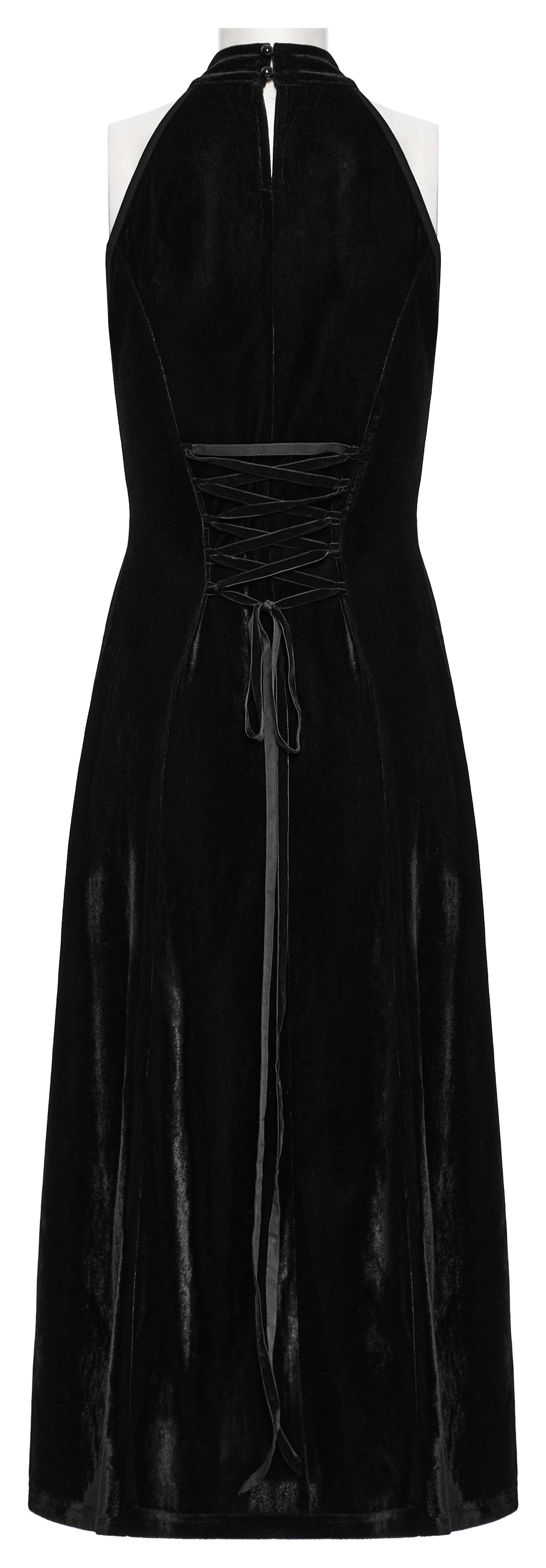 Punk Rave Selene Velvet Mesh High Slit Goth Dress In Black