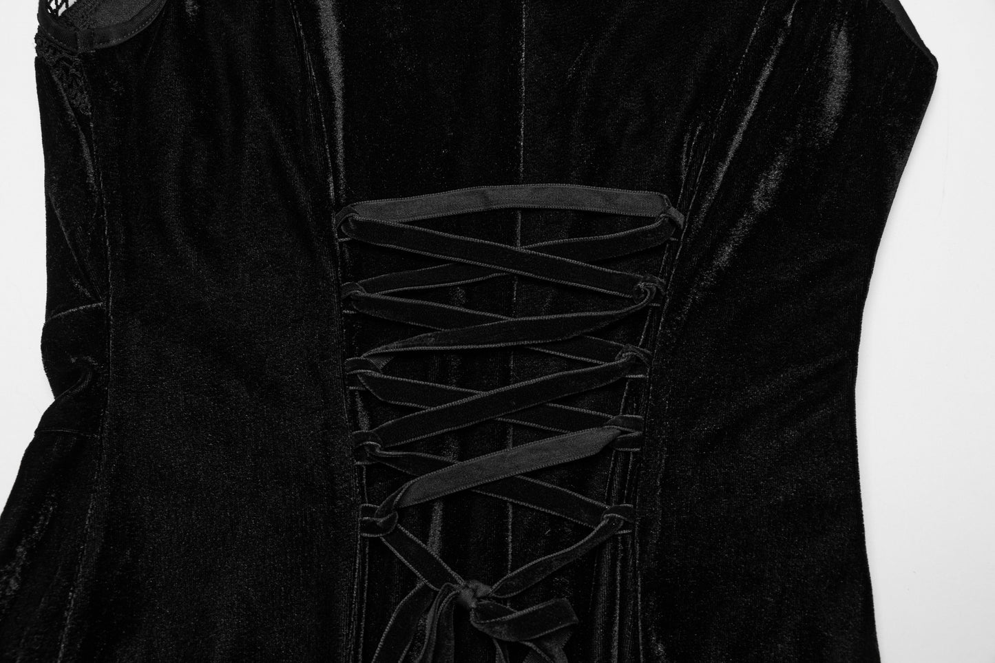 Punk Rave Selene Velvet Mesh High Slit Goth Dress In Black