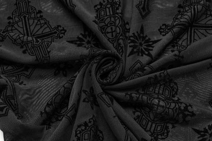 Punk Rave Morrigan Cross Embroidered Mesh Top