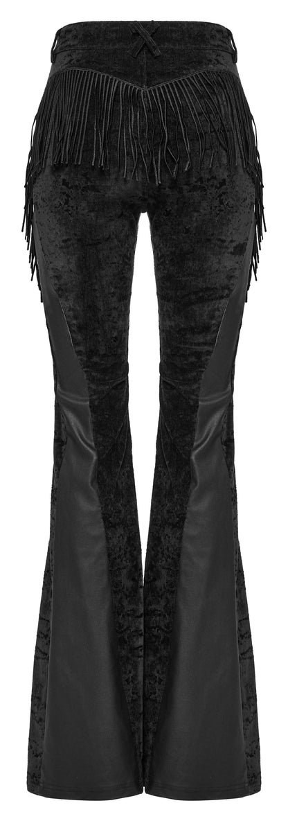 Punk Rave Morrigan Wasteland Tassel Flare Goth Pants In Black