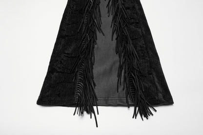 Punk Rave Morrigan Wasteland Tassel Flare Goth Pants In Black