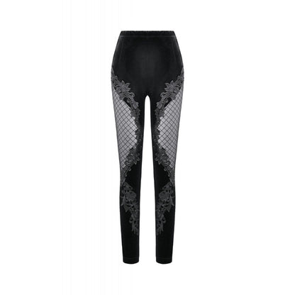 Dark in Love Gothic Velvet Mesh Patchwork Leggings