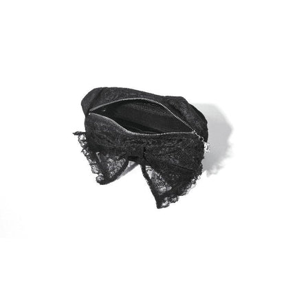 Dark In Love Victoria Black Lace Bow Mini Handbag