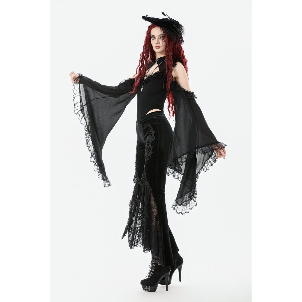 Dark in Love Erzebeth Velvet Lace Flare Trousers