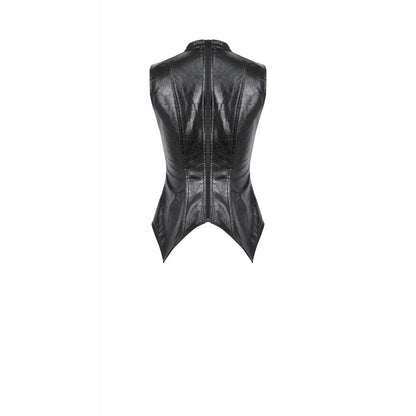 Dark in Love Punk Distressed Leather Lace-Up Top