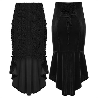 Punk Rave – Belladonna Goth Rose Fishtail Skirt