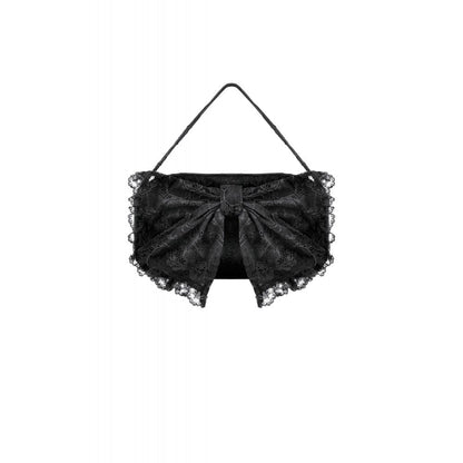 Dark In Love Victoria Black Lace Bow Mini Handbag