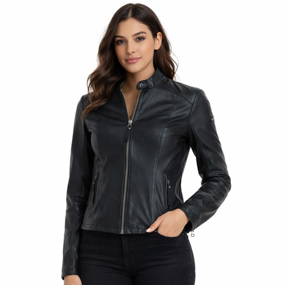 Women's Biker Leather Jacket | Black