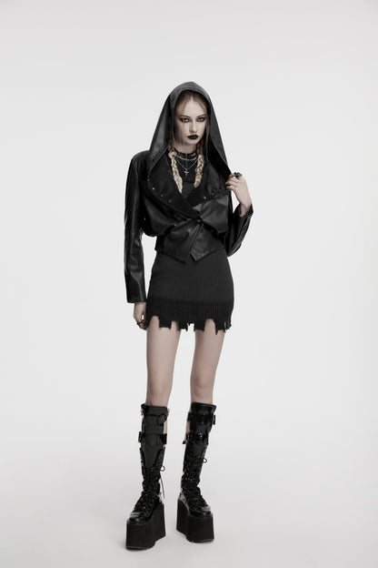 Punk Rave Nyx Hooded Faux Leather Jacket
