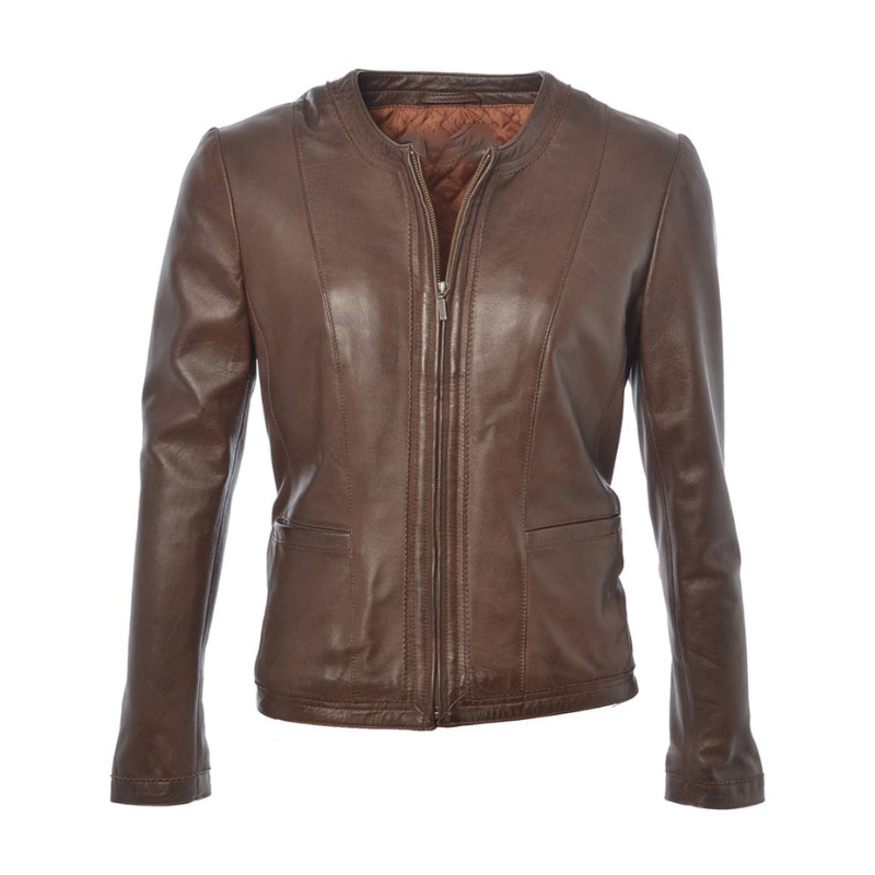 Women Motorcycle Leather Jacket | Brown