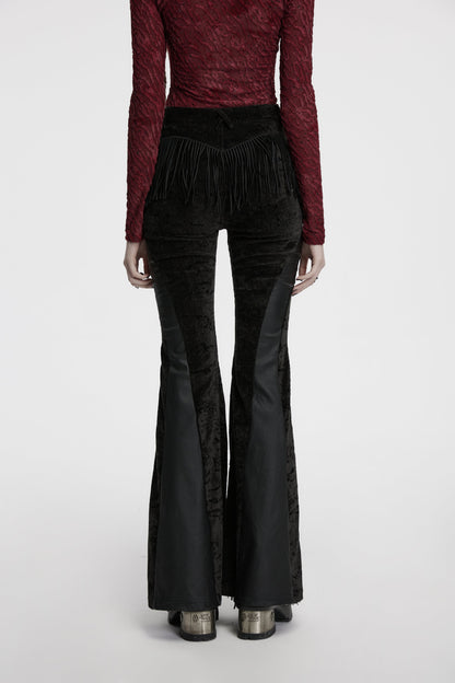 Punk Rave Morrigan Wasteland Tassel Flare Goth Pants In Black