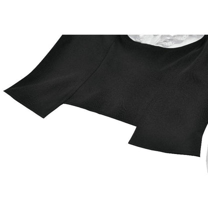 Dark in Love Court-Style Black & White Lace Blouse