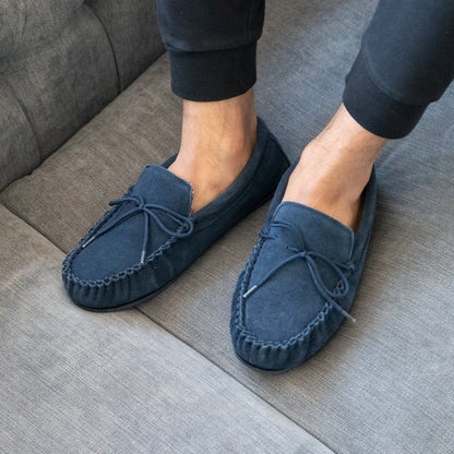 Mokkers BRUCE Mens Moccasin Slippers Navy