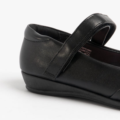 US Brass PAIGE II Girls Touch Fastened Diamante Brooch Bar Shoes Black