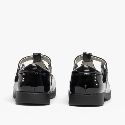 Boulevard Girls Touch Fasten T-Bar School Shoes Black Patent