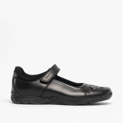 CLARE JNR Girls Leather School Shoes Black