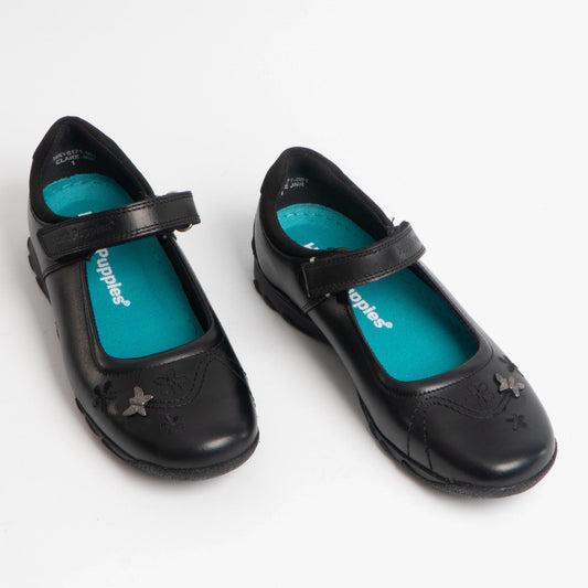 CLARE JNR Girls Leather School Shoes Black