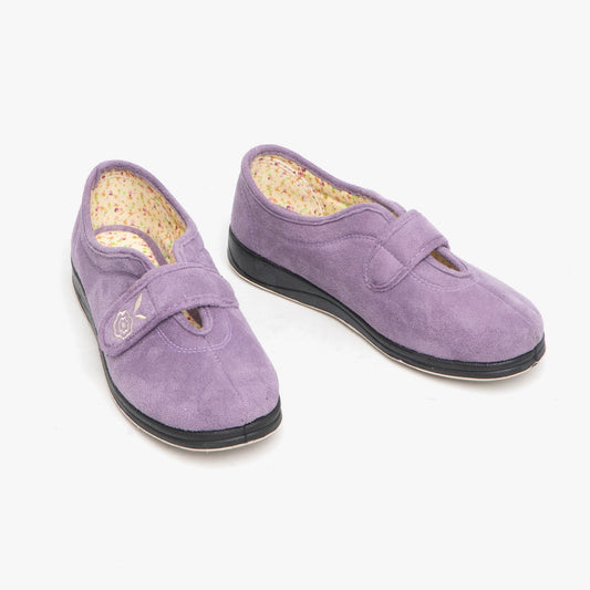 Padders CAMILLA Womens (2E Fit) Touch Fasten Slippers Lavender